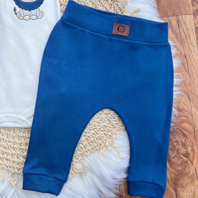 Conj. de Malha 3 peças - Leão com Jubinha - Azul Jeans com Off White